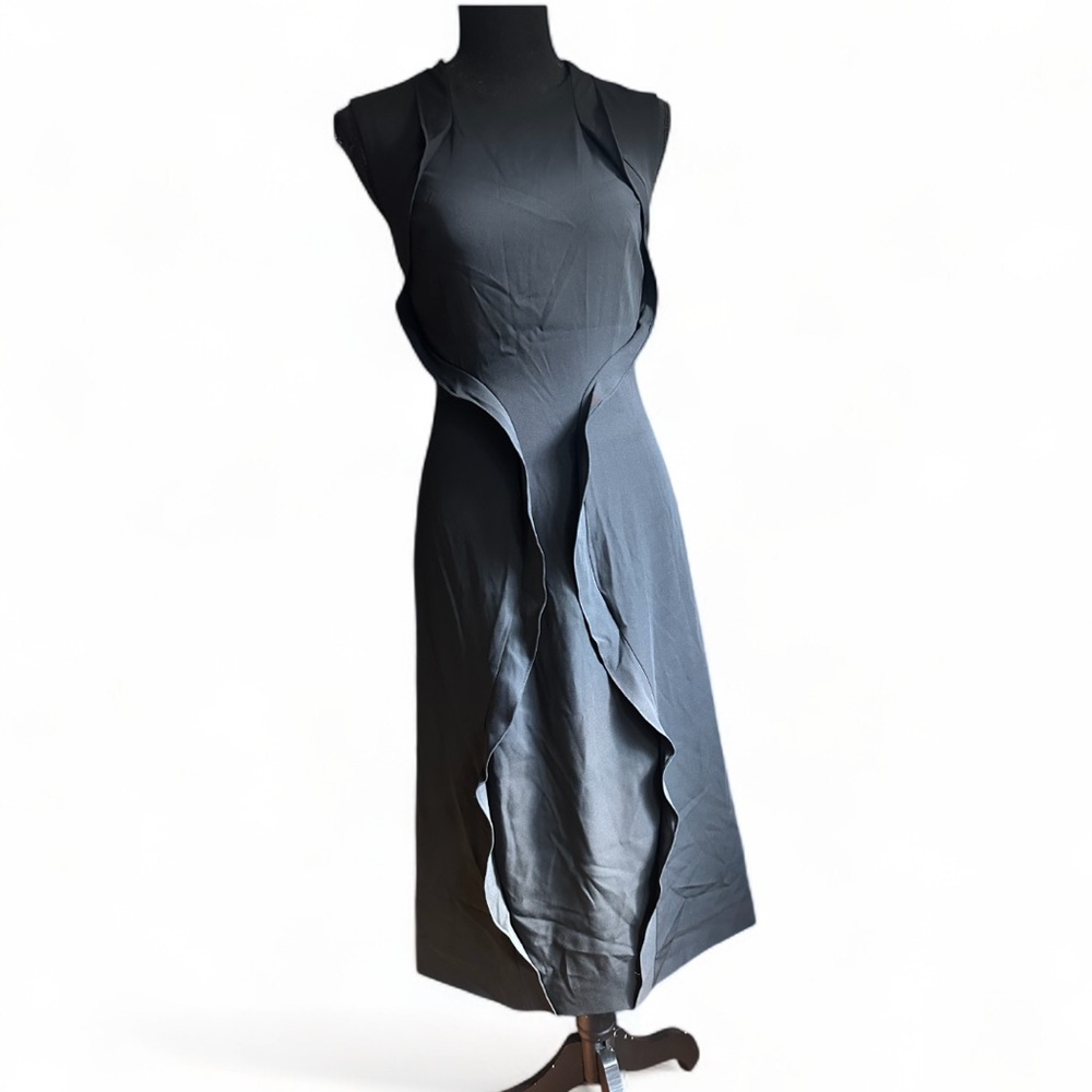 NWT Opening Ceremony Moodie Black Crepe Draped Midi Dress S